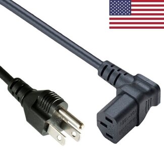 DINIC C13 (abgewinkelt/unten) - Typ B / Amerika (gerade) Stromkabel - SVT AWG18/3 / Schwarz - 1,8 Meter