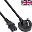 C13 (gerade) - Typ G / Großbritannien (winklig) Stromkabel - 3x 0,75mm² - max. 7A - Europa / schwarz - 0,50 m