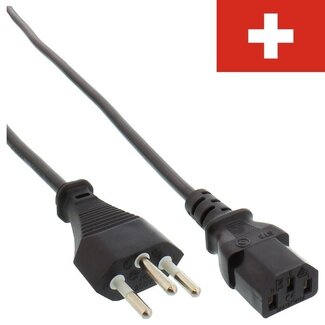 MaxTrack C13 (gerade) - Typ J / Schweiz (gerade) Stromkabel | 3x 0,75mm² | Schwarz | 1,8 m