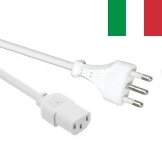 EECONN C13 (gerade) - Typ L / Italien (gerade) Stromkabel | 3x 0,75mm² | Weiß | 1,8 m