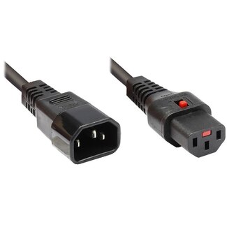 IEC LOCK C13 (mit IEC Lock) - C14 Stromkabel für USV/PDU - 3x 1,00mm² / Schwarz - 3 Meter