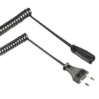 Nedis C7 (gerade) - CEE 7/16 (gerade) Spiralkabel Strom 2x0,75mm² Schwarz 2m