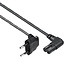 C7 Winkelstecker links/rechts - CEE 7/16 oben/unten Stromkabel | 2x 0,75mm² | Schwarz | 0,30 m