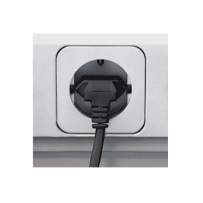 C7 Winkelstecker links/rechts - CEE 7/16 oben/unten Stromkabel | 2x 0,75mm² | Schwarz | 0,30 m