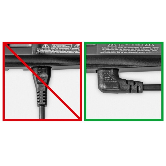 C7 (rechts/links) - CEE 7/16 (oben/unten) Stromkabel | 2x 0,75mm² | Schwarz | 3 Meter