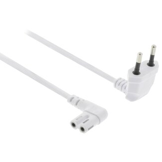 Nedis C7 Winkelstecker links/rechts - CEE 7/16 Stecker oben/unten Stromkabel - z.B. für Sonos - 2x 0,75mm² - Weiß - 3 Meter