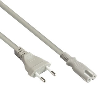 Good Connections C7 (gerade) - CEE 7/16 (gerade) Stromkabel - 2x 0,75mm² / grau - 5 Meter