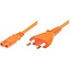 Stromkabel mit geradem C7 Stecker und geradem Netzstecker - 2x 0,75mm² / Orange - 1,8 Meter