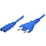 Stromkabel mit geradem C7-Stecker und geradem Netzstecker - 2x 0,75mm² - Blau - 1,8 m