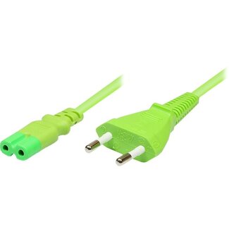 DINIC Stromkabel mit geradem C7 Stecker, 2x 0,75mm², grün, 1,8 m