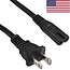 C7 (gerade) - Typ A / Amerika (gerade) Stromkabel - SPT AWG18/2 / schwarz - 1 Meter
