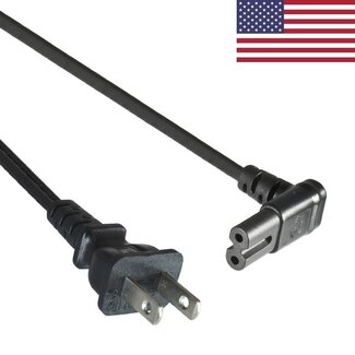 DINIC C7 (rechtwinklig oben/unten) - Typ A / Amerika Stromkabel - SPT AWG18/2 / schwarz - 1,8 Meter