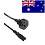 Stromkabel mit geradem C7 Stecker und geradem australischem (Typ I) Stecker - 2x 0,75mm² - Schwarz - 1,8 Meter