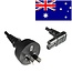Stromkabel mit gewinkeltem C7 Stecker und geradem australischem (Typ I) Stecker - 2x 0,75mm² - 2 Meter - Schwarz
