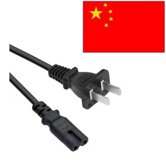 InLine Stromkabel mit geradem C7 Stecker und geradem chinesischem (Typ A) Stecker - 2x 0,75mm² - 1,8 m - Schwarz
