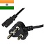 Stromkabel mit geradem C7-Stecker und geradem indischem (Typ D) Stecker - 2x 0,75mm² - Schwarz - 1,8 m