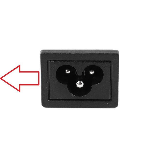 C5 (winklig/links) - CEE 7/7 (winklig) Stromkabel | 3x 0,75mm² | Schwarz | 1,8 m