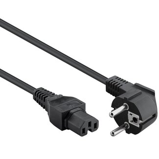 Goobay C15 (gerade) - CEE 7/7 (winklig) Stromkabel - 3x 0,75mm² Gummi / Schwarz - 2 Meter