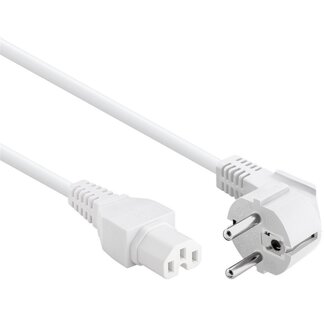 Goobay C15 (gerade) - CEE 7/7 (winklig) Stromkabel - 3x 0,75mm² Gummi / Weiß - 2 Meter