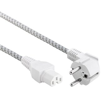 Goobay C15 (gerade) - CEE 7/7 (winklig) Stromkabel - 3x 0,75mm (Gummi/Nylon) weiß - 2 Meter