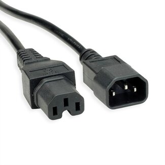 Value C15-C14 Stromkabel für UPS/PDU - 3x1,00mm² Gummi / Schwarz - 0,5m