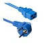 Gerätekabel mit geradem C19 Stecker und Winkelschukostecker - 3x1,50mm² / blau - 1,8 Meter
