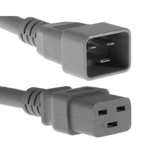 E&T Powercables C19-C20 Verlängerungskabel Strom 3x1,5mm² Grau 1 Meter