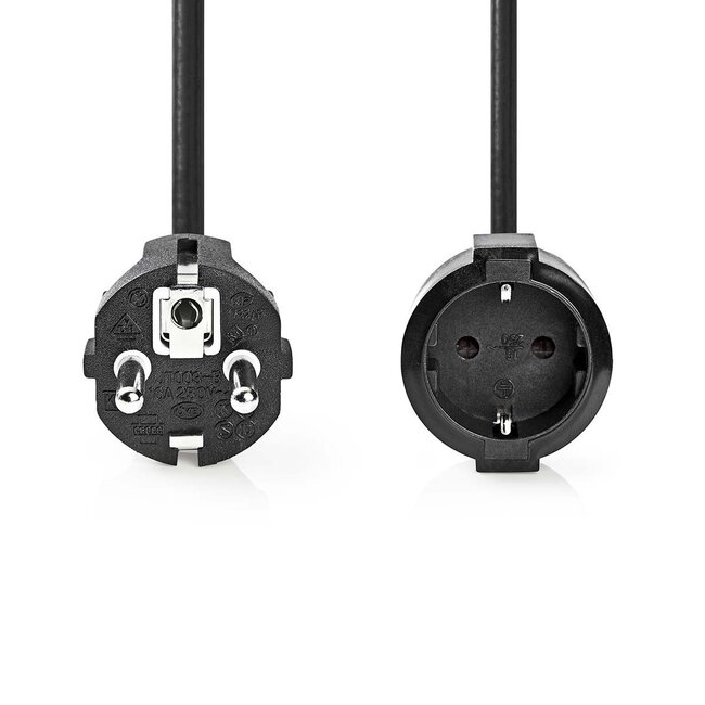 CEE 7/7 Stecker auf CEE 7/3 Kupplung Verlängerungskabel 3x1,5mm² Schwarz 25m