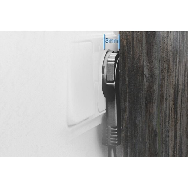 CEE 7/7 (flach/winklig) - CEE 7/3 (gerade) Verlängerungskabel - 3x 1,50mm² / schwarz - 2 Meter