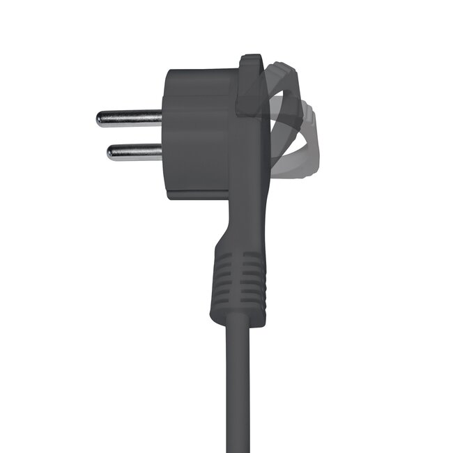 CEE 7/7 (flach/winklig) - CEE 7/3 (gerade) Verlängerungskabel - 3x1,5mm² / schwarz - 5 Meter