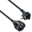 CEE 7/7 (flach/winklig) - CEE 7/3 (gerade) Verlängerungskabel - 3x1,5mm² / schwarz - 10 Meter