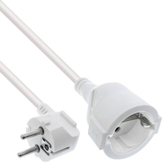 Bachmann CEE 7/7 Winkelstecker - CEE 7/3 Gerade Verlängerungskabel | 3x1,5mm² | Weiß | 5 Meter