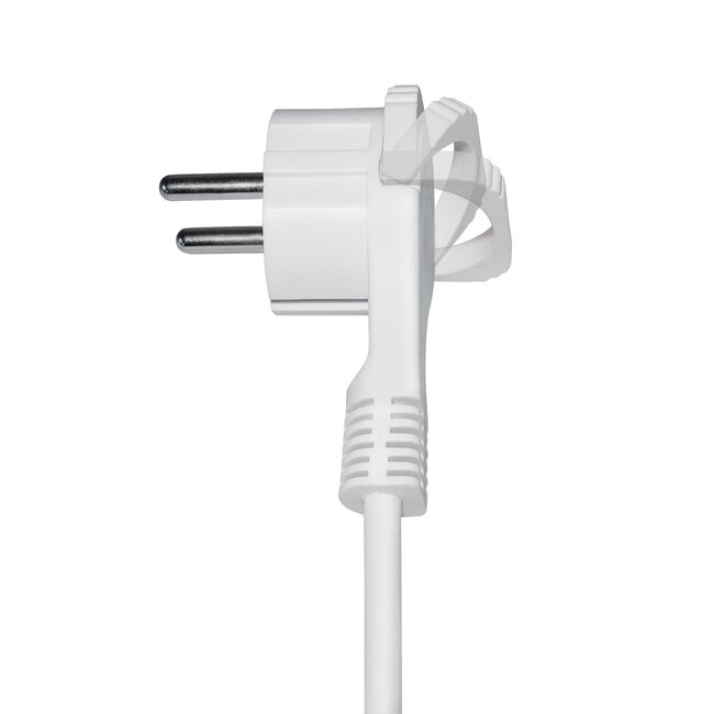 CEE 7/7 (flach/winklig) - CEE 7/3 (gerade) Verlängerungskabel - 3x 1,50mm² / weiß - 2 Meter