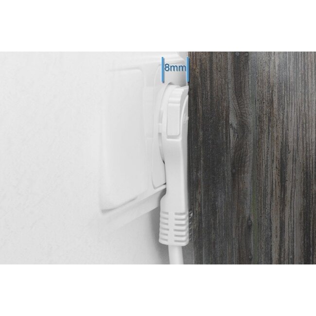 CEE 7/7 (flach/winklig) - CEE 7/3 (gerade) Verlängerungskabel - 3x 1,50mm² / weiß - 3 Meter