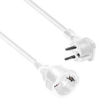MaxTrack CEE 7/7 (flach/winklig) - CEE 7/3 (gerade) Verlängerungskabel - 3x1,5mm² / weiß - 10 Meter