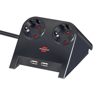 Brennenstuhl Brennenstuhl Desktop-Power Steckdosenleiste 2-fach + 2x USB, 1,8m, schwarz