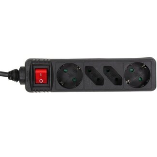 InLine Steckdosenleiste 4-fach (2+2) mit Schalter, schwarz - 3 Meter