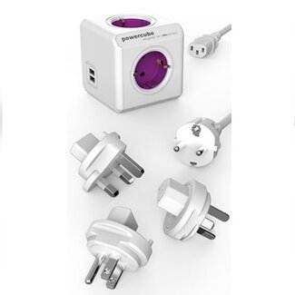 Allocacoc PowerCube ReWirable USB-Steckdosenleiste 4-fach + 2x USB lila/weiß - 1 Meter