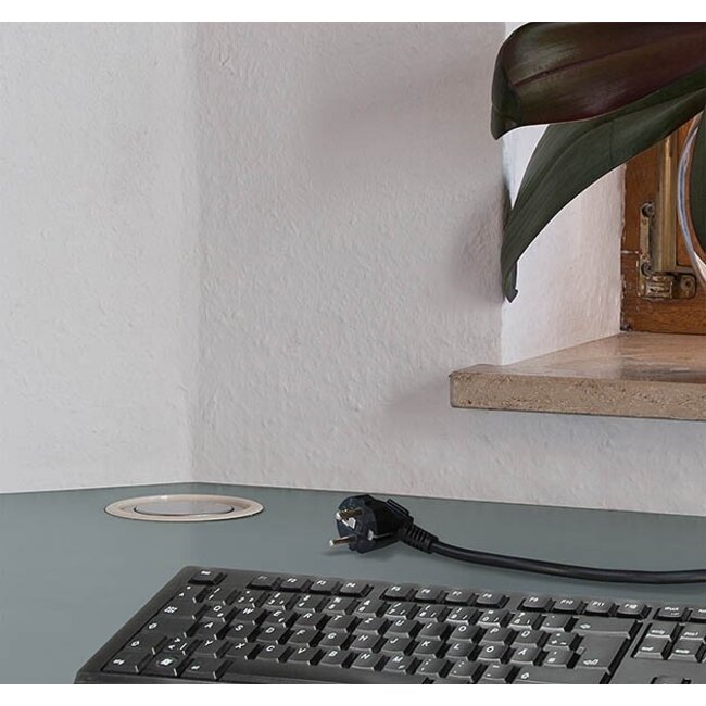 Brennenstuhl Tower Power Einbau-Steckdosenleiste 3-fach Silber/Schwarz - 2m