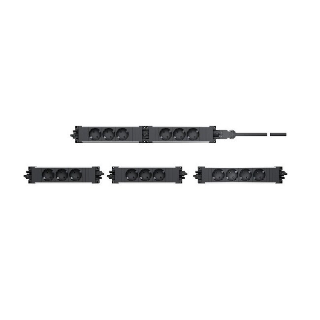 Bachmann Steckdosenleiste mit Wieland GST18® Installationsstecker, 4 Kontakte, Schwarz