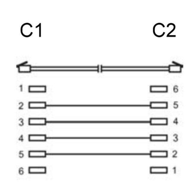 RJ11 - RJ11 Crossover Telefonkabel Schwarz - 3 Meter