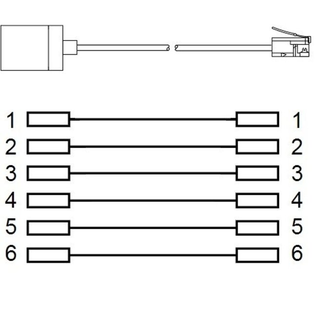 RJ12 Telefonverlängerungskabel / Schwarz - 2 Meter