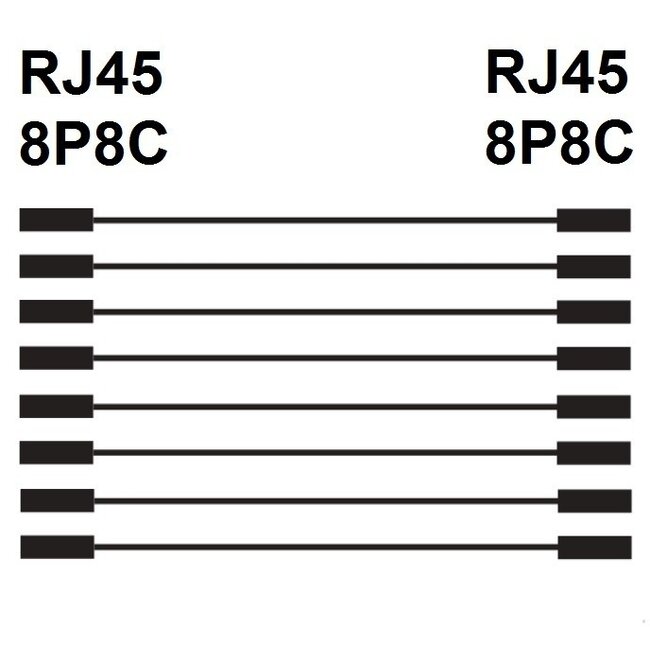 RJ45 - RJ45 8-adriges ISDN Telefon Verlängerungskabel / Schwarz - 3 Meter
