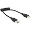 USB-zu-USB Spiralkabel - USB 2.0 - bis 2A / schwarz - 0,60 m