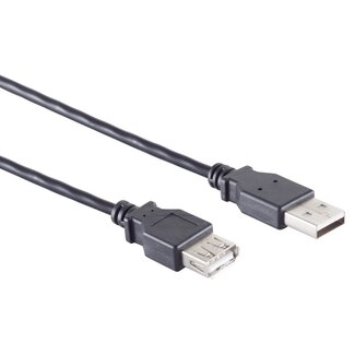 S-Impuls USB-A Verlängerungskabel | USB 2.0 | 3 Meter | Schwarz | 2,5W
