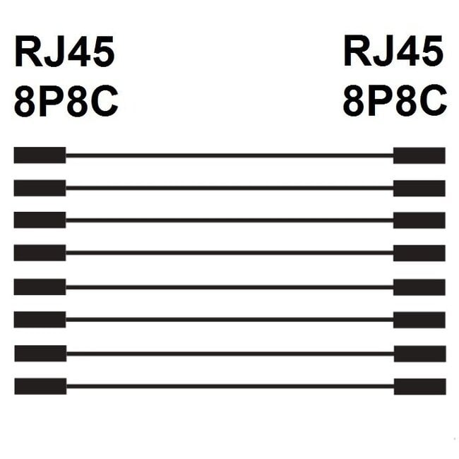RJ45 - RJ45 8-adriges ISDN Telefon Verlängerungskabel / Schwarz - 10 Meter