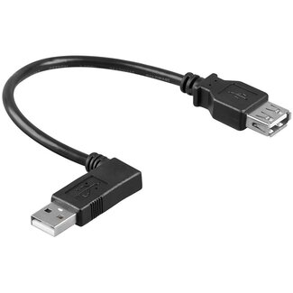 Goobay USB-zu-USB Adapter, rechtwinklig nach rechts, USB 2.0, 2A, schwarz, 0,15 m