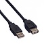 USB-A auf USB-A Verlängerungskabel - USB 2.0 - UL zertifiziert - bis 2A / Schwarz - 0,80 m