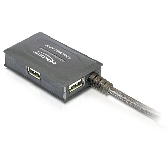 DeLOCK Aktives USB 2.0 Verlängerungskabel mit 4-fach USB-Hub - 10m - bis 0,5A