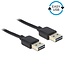 Easy-USB-A zu Easy-USB-A Kabel - USB 2.0 - bis 2A / Schwarz - 1 Meter